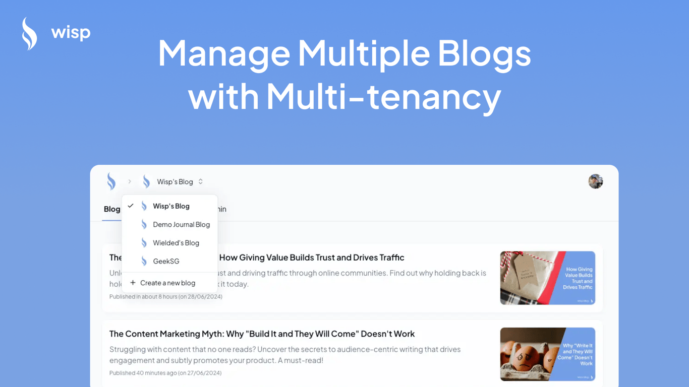 Managing multiple blogs with Wisp